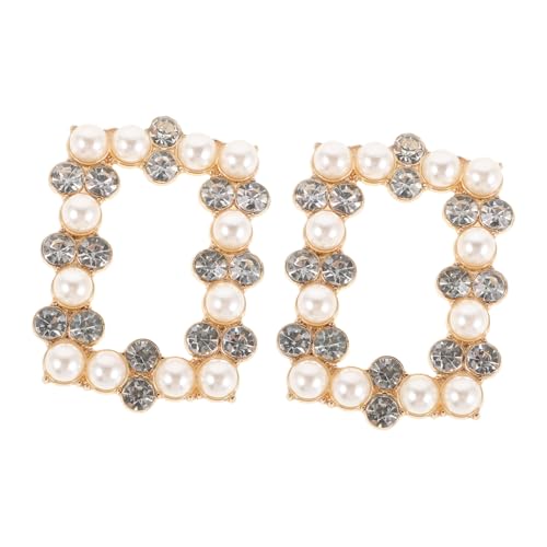 OUNONA Strass Schuhclips mit Rechteckigen Zinklegierung und Falschen Perlen Abnehmbare Hochzeitsschmuck für Damenschuhe für Braut Party Prom und Alltag von OUNONA