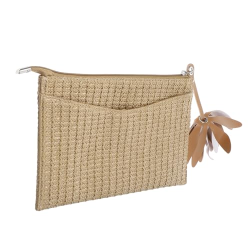 OUNONA Straw Clutch Handtasche Damen Leichte Strandtasche Große Kapazität Alltag Party Picknick Tasche Handgefertigte Umhängetasche von OUNONA