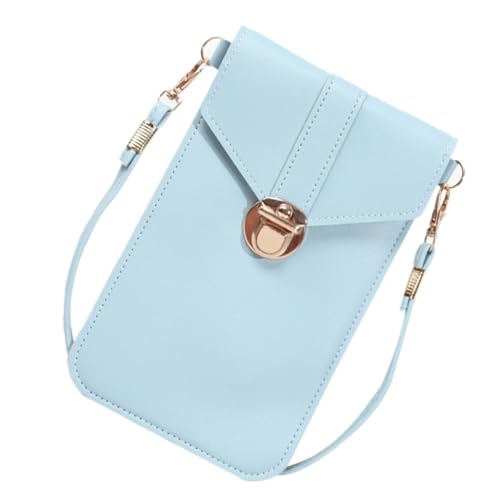 OUNONA Stylische Damen Crossbody Tasche aus PU Material mit Transparentem Touchscreen Fenster Kompakter Handytasche und Geldbeutel in Himmelblau Verstellbarer Schultergurt Praktische von OUNONA