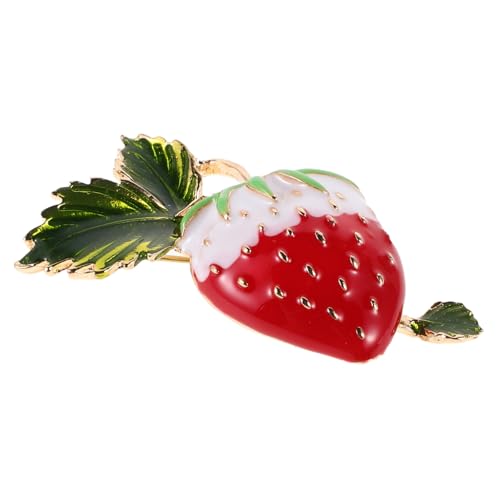 OUNONA Erdbeer Emaille Brosche Rote Anstecknadel für Frauen Lebensnahe Obstbrosche Dekorative Brosche für Kleidung Taschen und Rucksäcke von OUNONA
