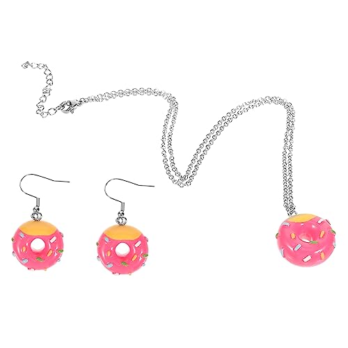 OUNONA Süßem Donut Halskette und Ohrringen Schmuckset für Frauen für Partys und Besondere Anlässe Perfektes für Valentinstag und Geburtstage von OUNONA