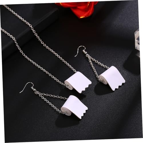 OUNONA Teiliges Damen Ohrschmuck set aus Kunstleder in Papierrolle form Kreative Ohrhänger und Halskette Weiße Ohrstecker und Anhänger für Frauen Modisches Accessoire für Party und von OUNONA