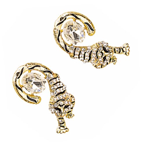 OUNONA Tiger Ohrstecker mit Funkelnden Zirkonia Damen Ohrschmuck Vielseitig Kombinierbar für Alltag Party und Besondere Anlässe Statement Ohrstecker von OUNONA
