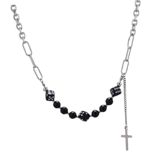 OUNONA Titanstahl Halskette Damen mit Kreuzanhänger und Würfelperlen Punk Kette Langlebig Ausgefallen für Freundin zum Geburtstag OUNONA Titanstahl Halskette Damen mit Kreuzanhänger und Würfelperlen Punk Kette Langlebig Ausgefallen für Freundin zum Geburtstag von OUNONA