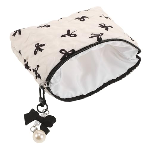 OUNONA Tragbare Kosmetiktasche Damen mit Chicem Schleifendesign Langlebig Vielseitige Make Up und Pflegeorganizer Leicht zu Reinigen Multifunktionale Kulturtasche für Reisen und Alltag von OUNONA