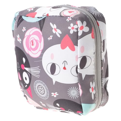 OUNONA Tragbare Periodentasche Damenbinden Organizer Cartoon Katze Multifunktionaler Hygiene Beutel für Unterwegs Kosmetiktasche für Frauen von OUNONA