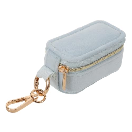 OUNONA Tragbarer Mini Schmuckorganizer Schlüsselanhänger mit Weichem Samt Niedliche Schmuckbox für Damen und Mädchen Kompakte Reise-aufbewahrung für Ringe Ohrringe Hellblau von OUNONA