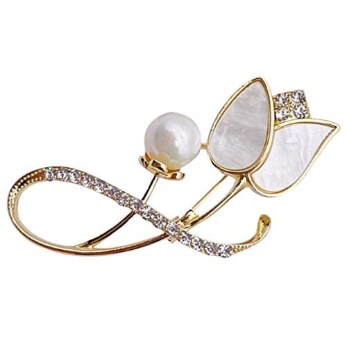 OUNONA Tulpen Brosche mit Perlen Damen Schmuck Anstecknadel für Hochzeit Party Prom Vielseitiges Accessoire für Frauen Edles Design Legiertem Material von OUNONA