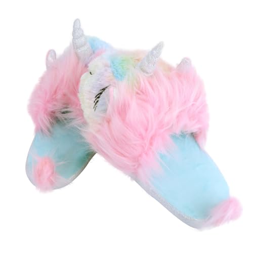 OUNONA Unicorn Hausschuhe Damen Flauschige Baumwoll pantoffeln Sanft Rutschfest Winter Wohnschuhe für Zuhause Schlafzimmer Rosa von OUNONA