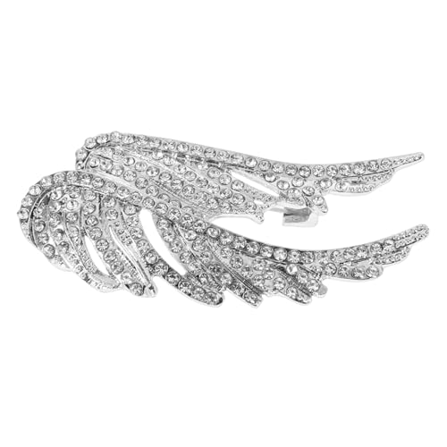 OUNONA Unisex Brosche mit Strass Federmotiv Vielseitiger Ansteckpin für Hochzeiten Anzüge Schals und Kleidung Modisches Accessoire für Damen und Herren Silbernes Design von OUNONA