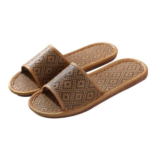 OUNONA Unisex Hausschuhe aus Rattan mit Rutschfester Tpr Sohle Atmungsaktive Leichte Indoor Slipper für Sicheren Halt Komfortabel und Strapazierfähig für Zuhause und Gäste von OUNONA