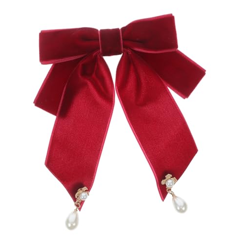 OUNONA Velvet Schleifenbrosche Damen Modische Krawattenbrosche Vielseitig Tragbar als Fliege und Anstecknadel Eleganter Schmuck für Hochzeit und Alltag in Weinrot von OUNONA