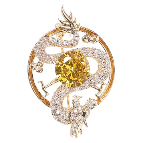 OUNONA Vergoldete Drachenbrosche aus Kupfer mit Diamantbesatz Dekorative Anstecknadel für Damen Modisches Kleidungsschmuck Accessoire Eleganter Pin für Blusen Schals und Hüte von OUNONA