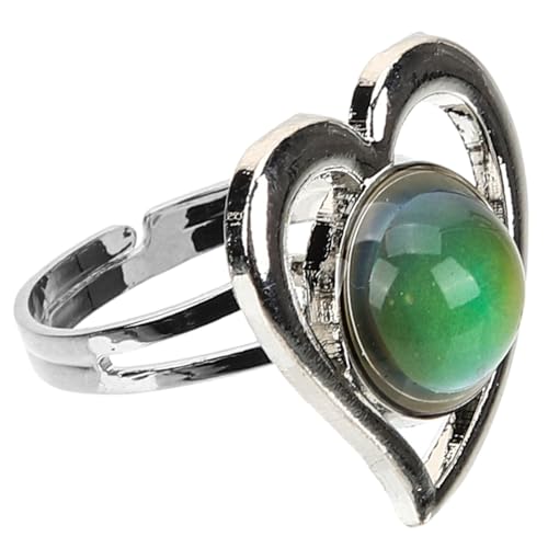 OUNONA Verstellbarer Damenring Herzform Farbwechsel Mood Ring Pfirsichfarbener Edelstein Schmuckring für Alltag und Party Geschenkidee von OUNONA