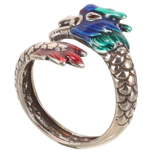 OUNONA Verstellbarer Drachen Ring Herren Damen Offener Emaille Schmuck Retro Minimalistisch Kreativ Alltag Anlass von OUNONA