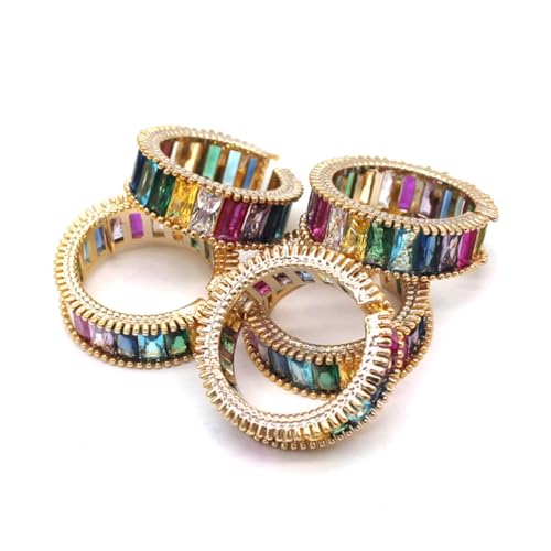 OUNONA Verstellbarer Vintage Offener Ring Damen Bunter Farbverlauf Retro Schmuck Elegant Modeschmuck Geschenk von OUNONA