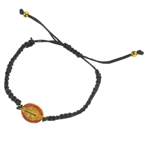 OUNONA Verstellbares Saint Benedict Armband Unisex Geflochtenes Religionsschmuckstück Handgefertigt Schwarzes Benediktiner Armband Für Damen Und Herren von OUNONA