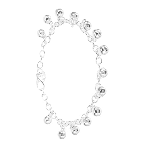 OUNONA Verstellbares Silbernes Fußkettchen mit Glockenanhänger Damen Schmuck Leicht Angenehm Vielseitig Geschenkidee für Alltag und Besondere Anlässe von OUNONA