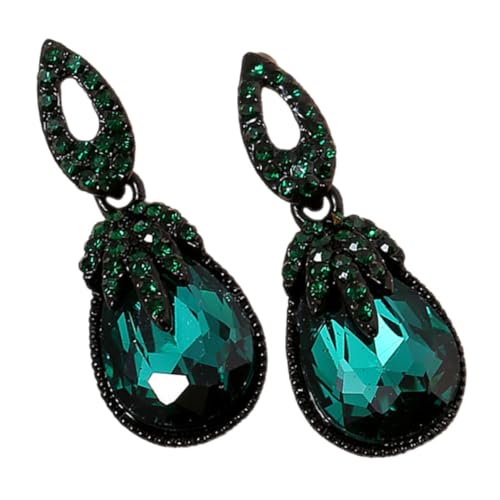 OUNONA Vintage Boho Ohrringe Damen Tropfenform Dangle Ohrringe mit Grünem Edelstein Leicht und Hautfreundlich für Party Alltag von OUNONA