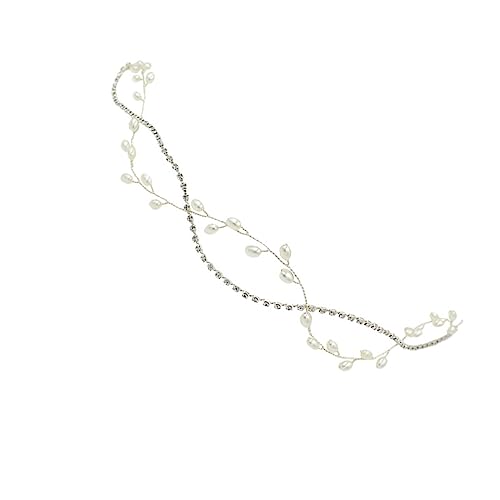 OUNONA Vintage Braut Haarschmuck Perlen und Strassbesetztes Stirnband für Hochzeit Damen Brautjungfern Elegant Festlicher Kopfschmuck Silberfarbig von OUNONA