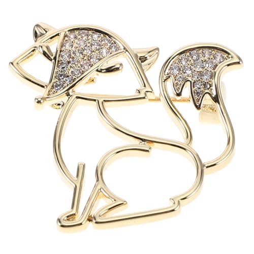OUNONA Vintage Brosche Hollow Fox Pin für Damen Stilvolle Hohl Gestaltete Fuchs-anstecknadel aus Kupfer mit Strass Modisches Schmuckaccessoire für Pullover Schals Hüte und Jacken von OUNONA