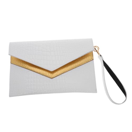 OUNONA Vintage Damen Clutch Bag im Krokodilprägung Design Weiße Handliche Envelope Handtasche aus PU Material Modisch und Vielseitig für Freizeit und Büro Stilvoller Begleiter für Party von OUNONA