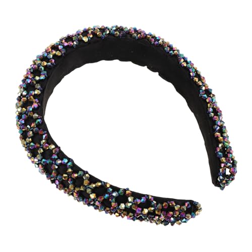 OUNONA Vintage Haarschmuck Stirnband mit Handgefertigten Perlen und Glitzer für Damen Bequemes Elastisches Haarband für Partys Festivals und Täglichen Modischen Look von OUNONA
