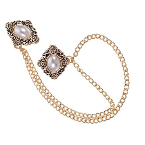 OUNONA Vintage Herren Brosche Anstecknadel mit Kettenanhänger Goldfarbene Kleidung Brosche für Anzug Pullover Mantel Vielseitige Schmucknadel mit Detailreicher Verarbeitung und Zeitlosem von OUNONA