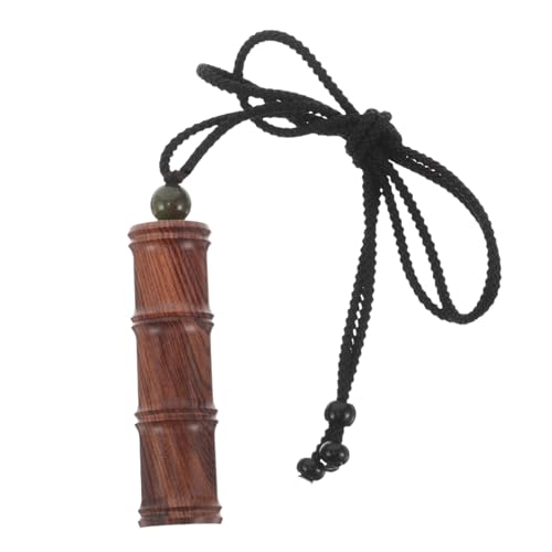 OUNONA Vintage Holz Anhänger Halskette Damen mit Offenem Hohlzylinder Aufbewahren Lange Kordel Pullover Kette im Chinesischen Ethno Stil Einzigartiger Statement Schmuck für Frauen von OUNONA
