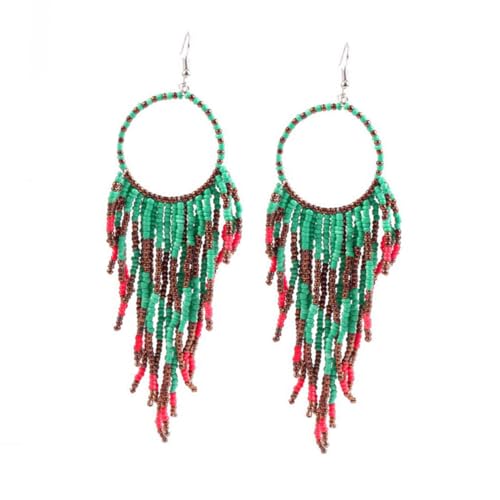 OUNONA Vintage Ohrringe mit Langen Perlen tasseln Boho Ethno Ohrhänger für Damen Modische Ohrstecker in Blau und Rot Leichter Legierungs schmuck für Alltag und Party OUNONA Vintage Ohrringe mit Langen Perlen tasseln Boho Ethno Ohrhänger für Damen Modische Ohrstecker in Blau und Rot Leichter Legierungs schmuck für Alltag und Party von OUNONA