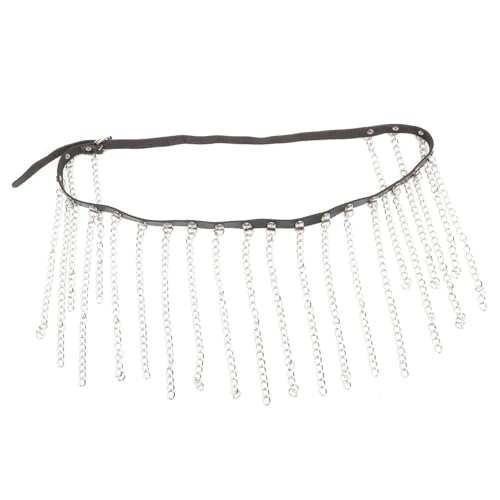 OUNONA Vintage Punk Taillenkette mit Fransen Hüftkette für Jeans Kleider und Röcke Schwarz mit Fransen für Damen und Herren von OUNONA