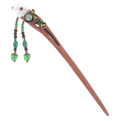 OUNONA Vintage Rotes Sandelholz Haarschmuck Damen Holz Haarstab mit Blumenmotiv und Quaste Traditioneller Chinesischer Haarnadel für Stilvolle Hochsteckfrisuren und Festlichen von OUNONA