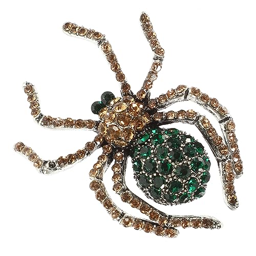 OUNONA Vintage Spider Brooch für Halloween Grüne Spinnenbrosche mit Funkelnden Details Kleidungsschmuck für Anzüge Schals Kreatives für Freunde Familie von OUNONA