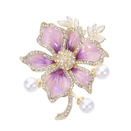 OUNONA Vintage Stil Blütenbrosche mit Perlen Emaille Anstecknadel für Damen Stilvolles Accessoire für Abendkleid Bankett Ball und Festliche Anlässe von OUNONA