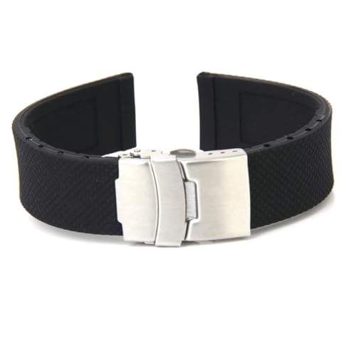 OUNONA Silikon-uhrenarmband Mit Gittermuster Und Faltschließe Aus Schwarz Für Uhren von OUNONA