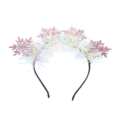 OUNONA Weihnachtlicher Haarreif mit Filigranen Schneeflocken Leichtes Stirnband für Mädchen und Damen Festlicher Haarschmuck für Weihnachtsfeier und Winterkostüm Teiliges Rosa Silber von OUNONA