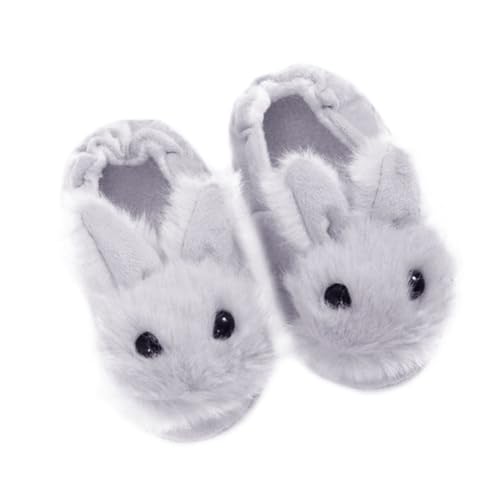 OUNONA Kinderhausschuhe Plüsch Kaninchen Winter Warm Rutschfest Leicht Atmungsaktiv Fersenschutz 1 Paar Cartoon Hasenohren Innenschuhe für Zuhause Schule Kindergarten Größe 17/18 von OUNONA