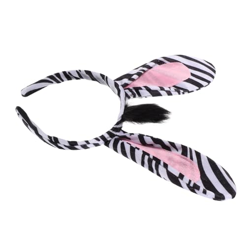 OUNONA Zebra Haarreif mit Plüschohren Lustiges Kostümzubehör für Partys Halloween und Cosplay Auffälliges Accessoire für Kreative Kostüme und Festliche Anlässe von OUNONA