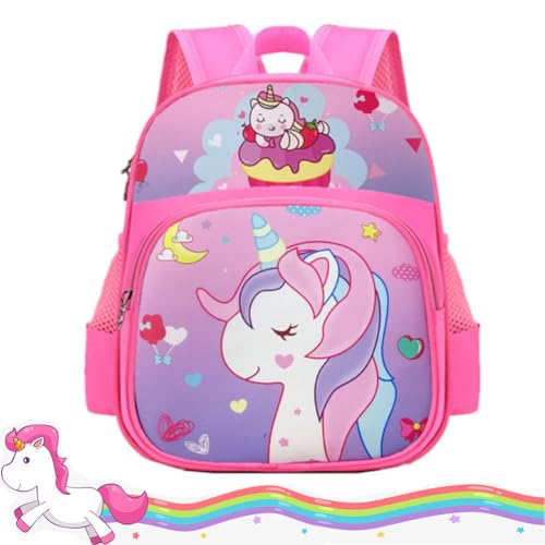 OUOQI Rucksack Einhorn,Kinderrucksack Mädchen,Cartoon Druck Schultasche,Kinderrucksack Tagespflegetasche,Schultasche,Kinder Rucksack,kindergarten Rucksack für Mädchen,Rosa Rucksack von OUOQI