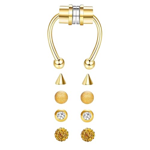 OUOULAJY Magnetische Fake Septum Nasenringe Hoop Hufeisen für Frauen Xiangbala Silber Silber Shambhala Ball, 1.2 x 8 x 3 mm, Polyester von OUOULAJY