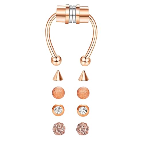 OUOULAJY Magnetische Fake Septum Nasenringe Hoop Hufeisen für Frauen Xiangbala Silber Silber Shambhala Ball, 1.2 x 8 x 3 mm, Polyester von OUOULAJY