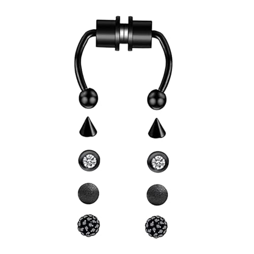 OUOULAJY Magnetische Fake Septum Nasenringe Hoop Hufeisen für Frauen Xiangbala Silber Silber Shambhala Ball, 1.2 x 8 x 3 mm, Polyester von OUOULAJY