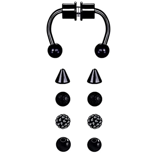 OUOULAJY Magnetische Fake Septum Nasenringe Hoop Hufeisen für Frauen Xiangbala Silber Silber Shambhala Ball, 1.2x8x3 mm, Polyester von OUOULAJY