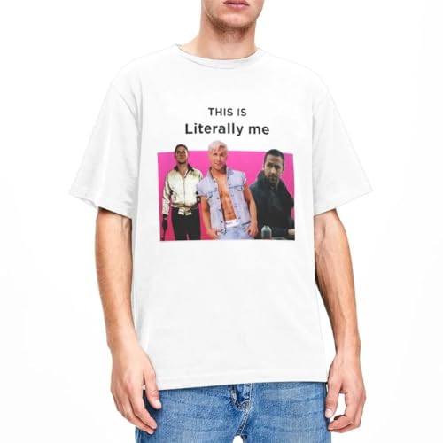 OUQIAO Vintage-This-Is-Literally-Me-Ryan-Gosling-T-Shirts-Men-Women-Crewneck-100-Cotton-Kenergy-Short White XL von OUQIAO