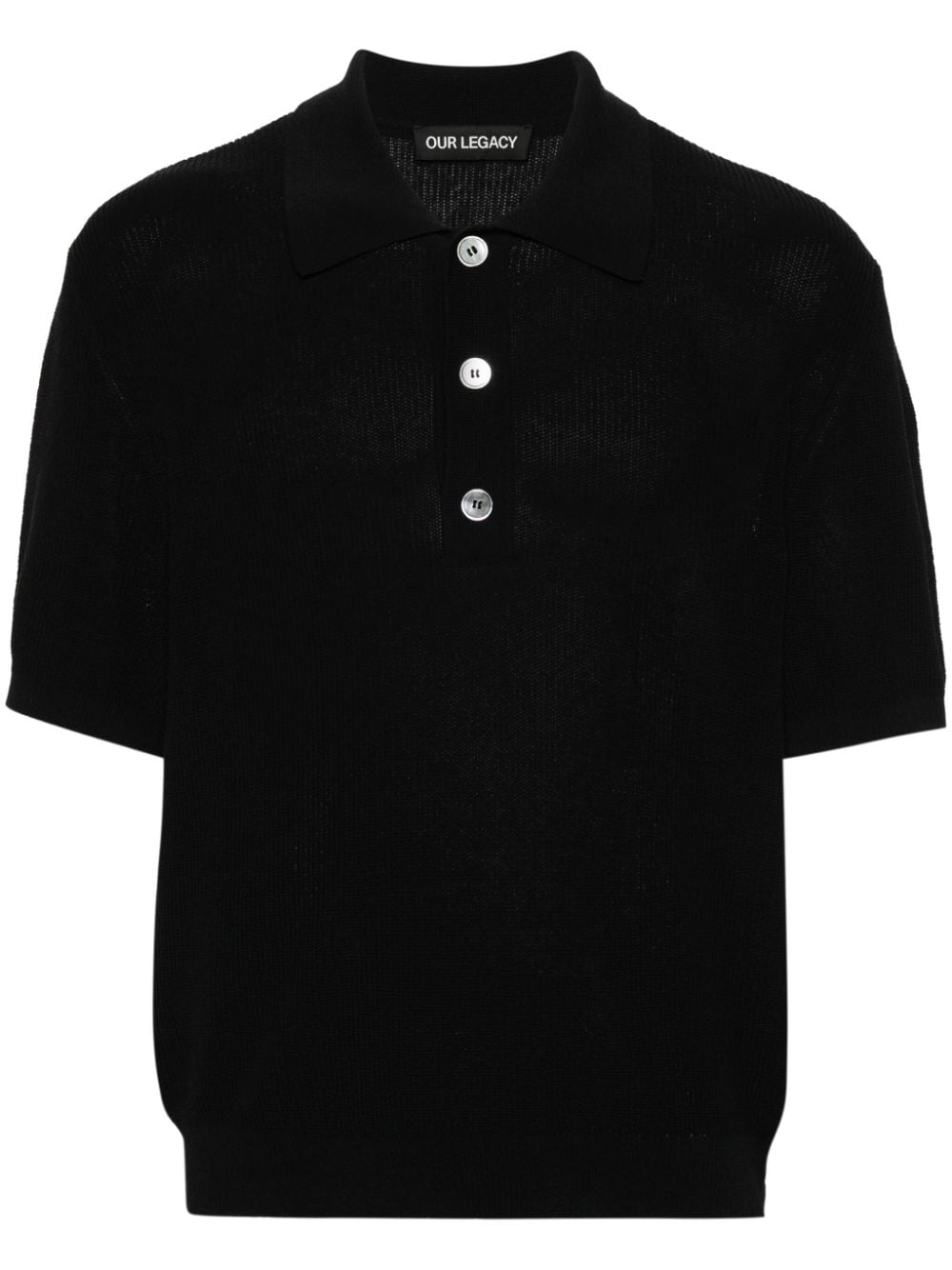 OUR LEGACY Geripptes Traditional Polo Poloshirt - Schwarz von OUR LEGACY