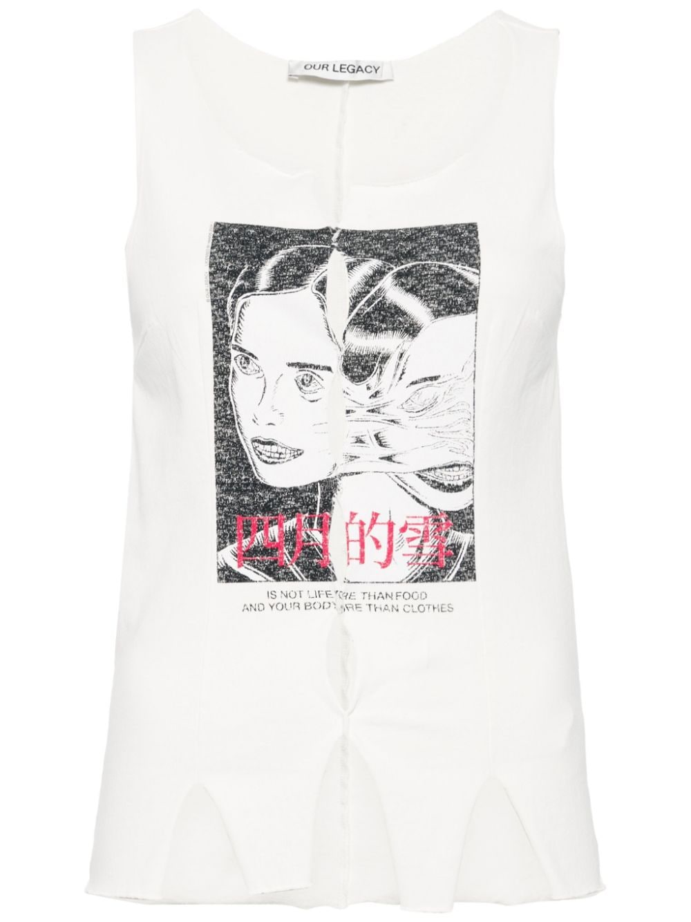 OUR LEGACY Tanktop mit "Race Twins"-Print - Weiß von OUR LEGACY