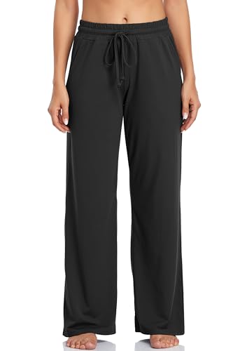 OURCAN Sweatpants Damen Freizeithose Sporthose Yogahose Jogginghose Lockere mit Elastischem Bund und Geradem Breite Beine (DE/NL/SE/PL, Alphanumerisch, M, Regular, Regular, Schwarz) von OURCAN