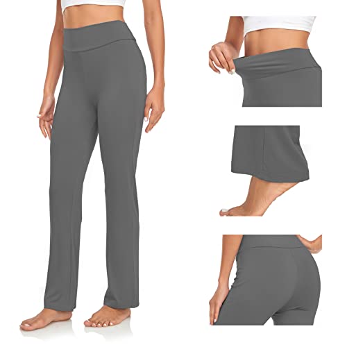 OURCAN Yogahose Damen Hoch Tailliertes Weites Bein Lockere Gerade Lounge, Lauftraining, Joga Schlauch, Modalhose, Aktive Freizeit, Jogginghose (as3, Alpha, l, Regular, Regular, Dark Grey, Regulär) von OURCAN