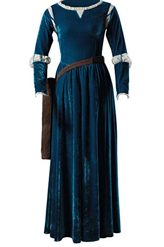 OURCOSPLAY US-Größe für bodenlanges Brave Prinzessin Kleid Merida Cosplay Kleid und Köcher, blau, Frau XXX-Large von OURCOSPLAY