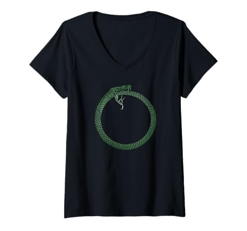 Damen Ouroboros Snake ÄGYPTIAN ALCHEMIST'S T-Shirt T-Shirt mit V-Ausschnitt Damen Ouroboros Snake ÄGYPTIAN ALCHEMIST'S T-Shirt T-Shirt mit V-Ausschnitt von OUROBOROS EGYPTIAN SNAKE WICCAN PAGAN TEES
